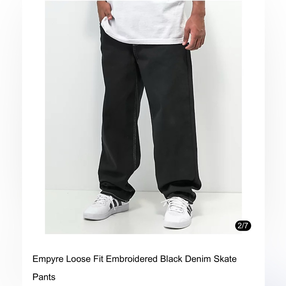 Empyre Loose Fit Embroidered Black Denim Skate Pants 32x28